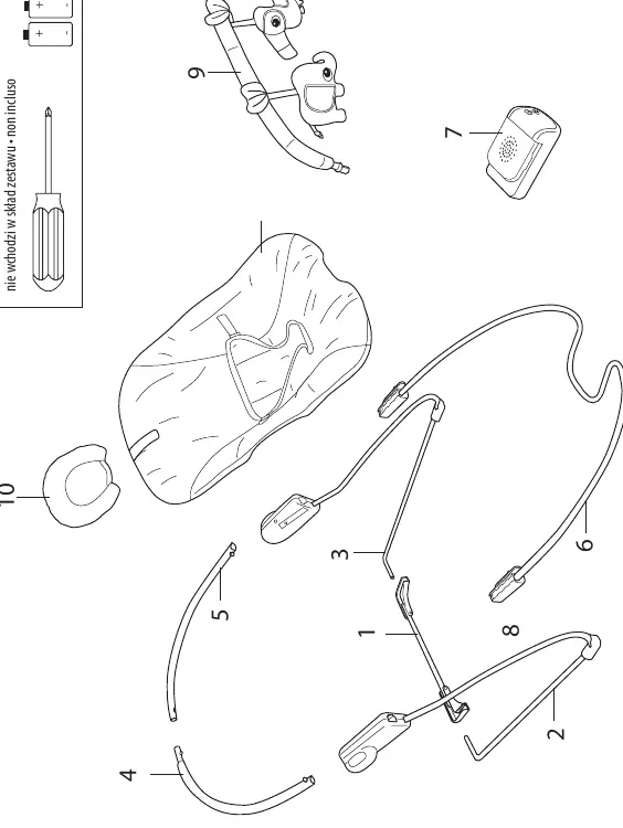 Exploded view of bouncer components