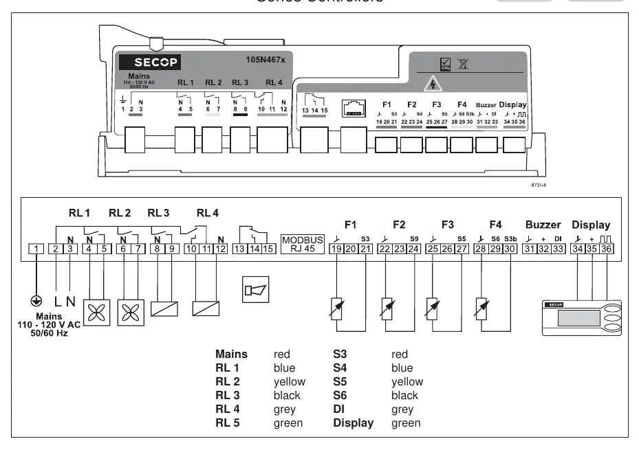 Wiring diagram for the 105N467x controller