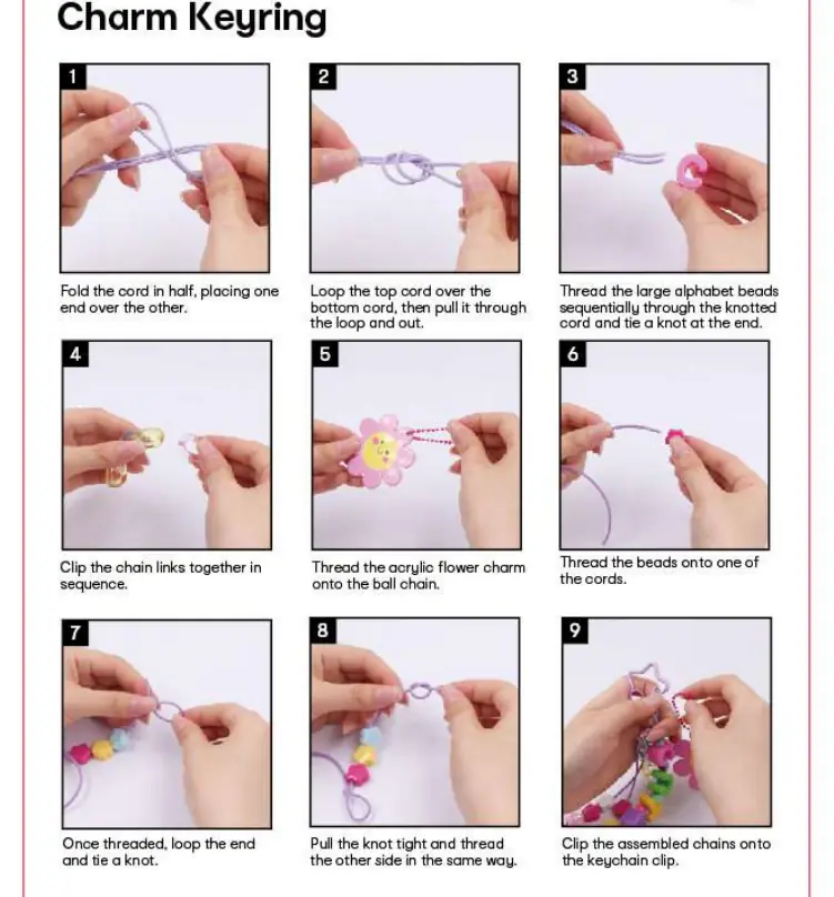 Step-by-step assembly for Charm Keyring