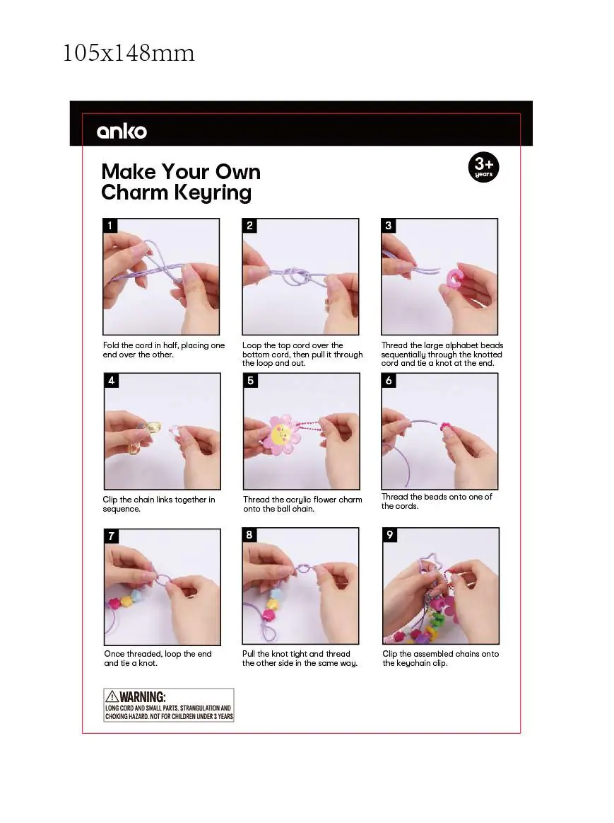 Steps to assemble the Charm Keyring