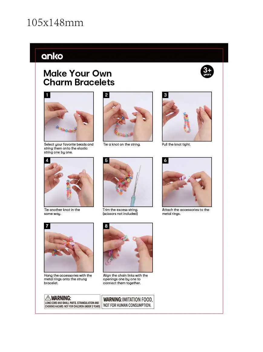 Steps to assemble the Charm Bracelets