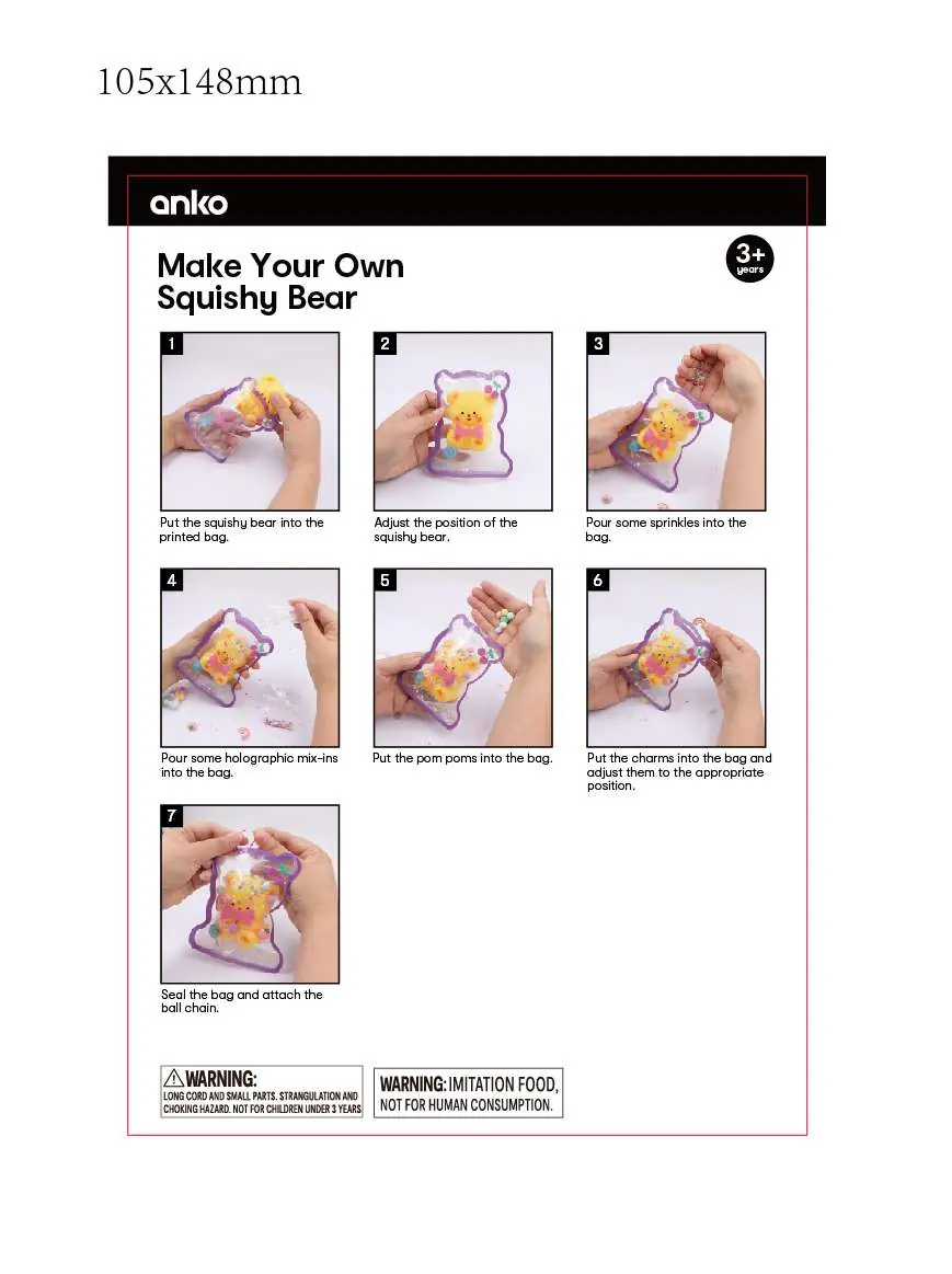 Steps to assemble the Squishy Bear