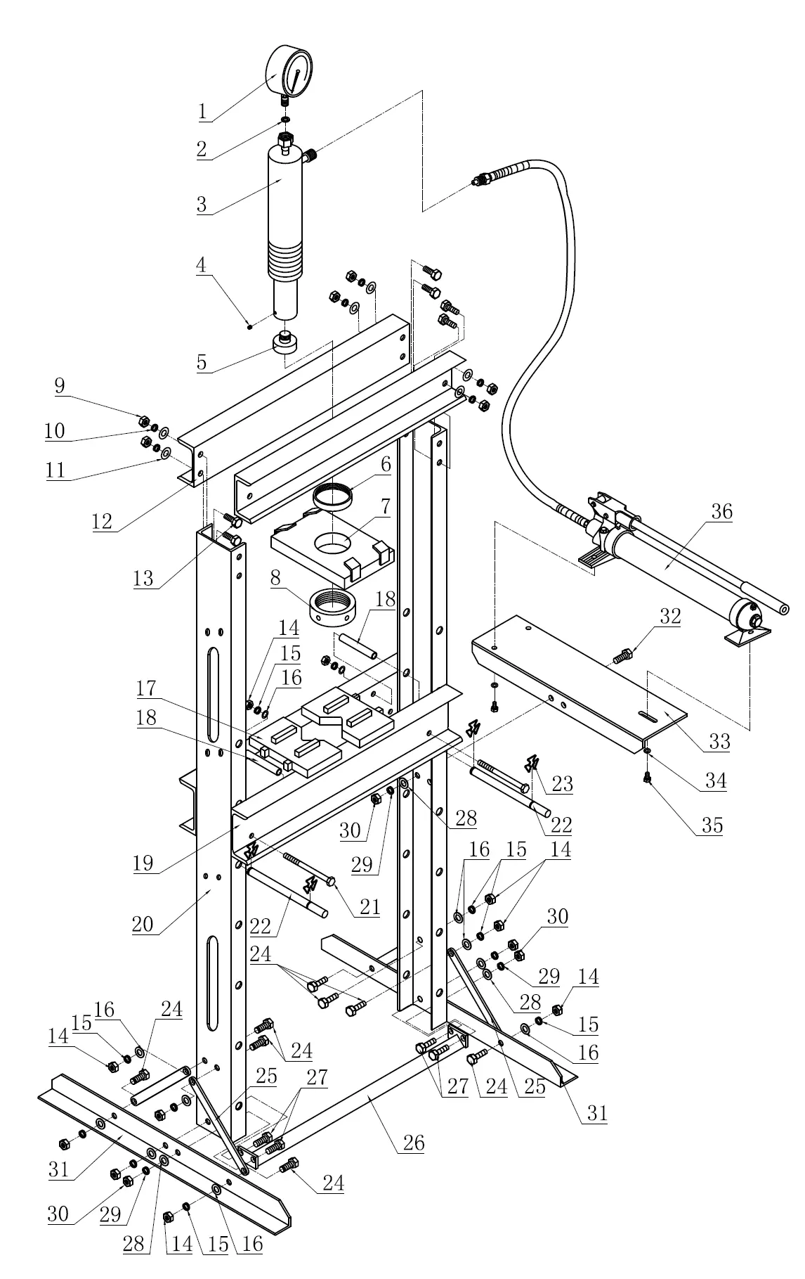 Main frame assembly diagram