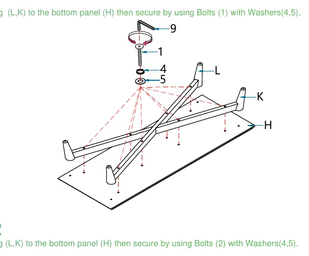 Step 1: Attaching legs to the bottom panel