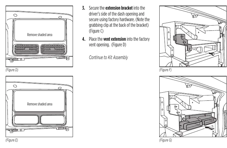 Kit preparation steps including cutting vents and installing the extension bracket.