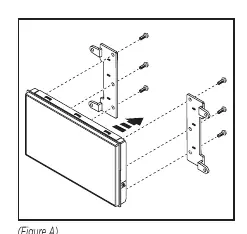 Securing the display screen to the brackets.