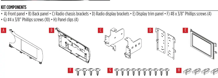 Kit components included in the package