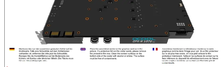 Mounting the cooler on the graphics card