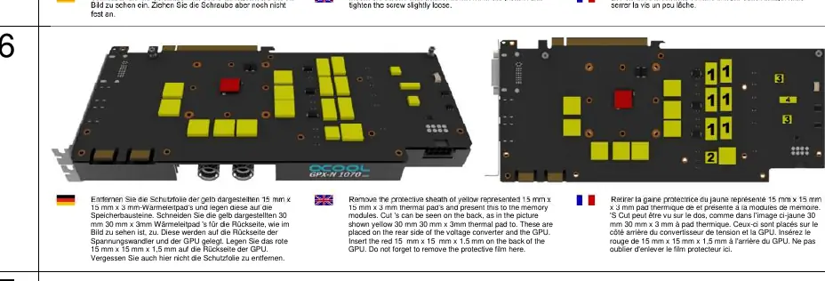 Applying thermal pads to the back of the card