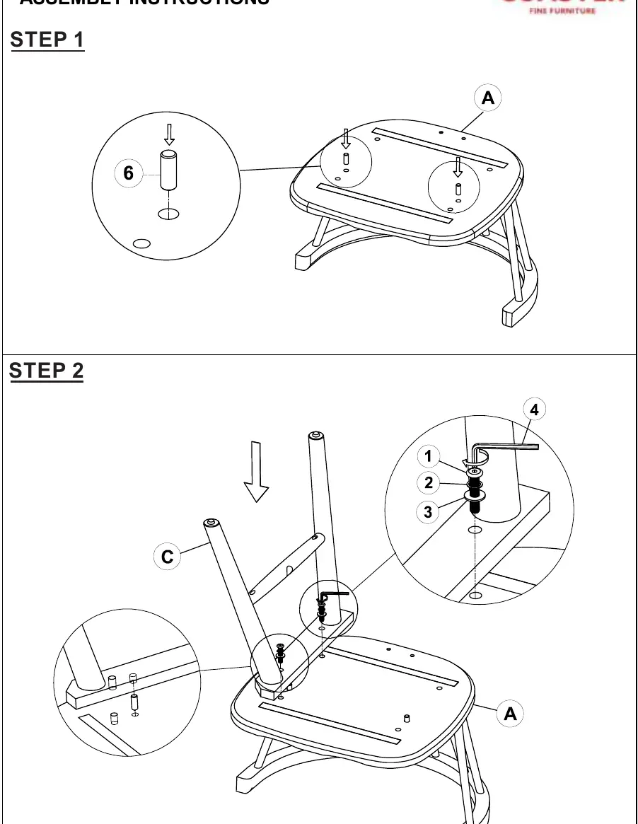Assembly steps 1 and 2.
