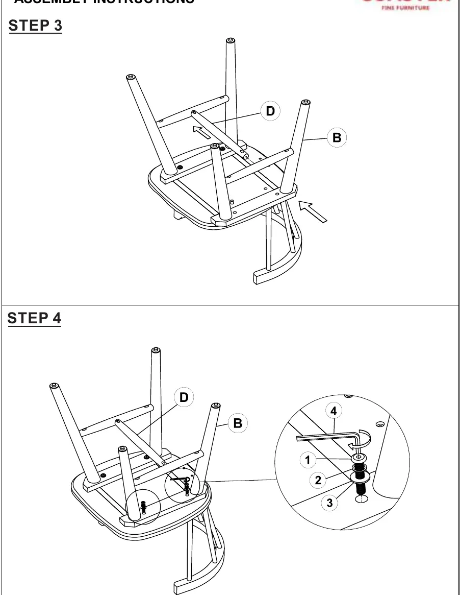 Assembly steps 3 and 4.
