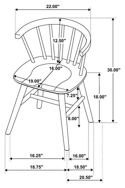 Product dimensions diagram.