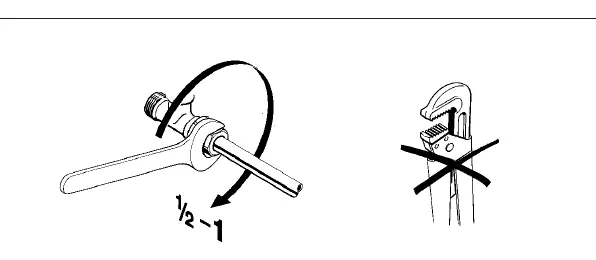 Tightening procedure: Hand tighten followed by 1/2 to 1 turn with a wrench.