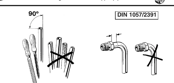 Pipe preparation: Cut at 90 degrees and file smooth.