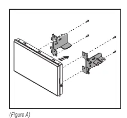 Securing the radio display to the radio brackets.