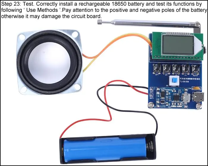 Step 23: Testing the battery connection