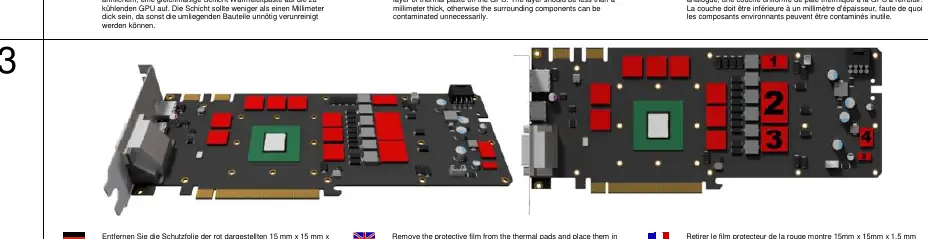 Placement of thermal pads on memory and voltage converters