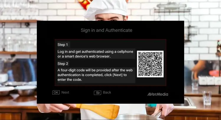 Streaming account binding QR code screen.