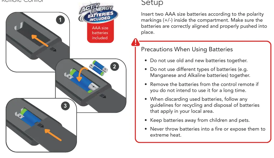 Remote control battery setup