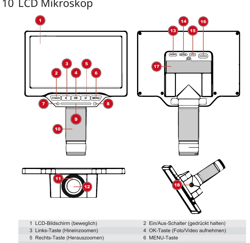 LCD microscope controls