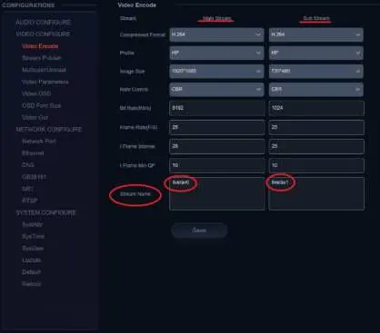 Video encode settings