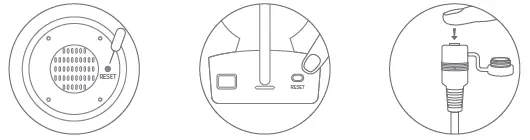 Reset button location and power connection