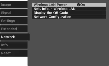 Network menu settings