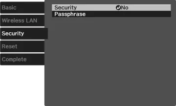 Wireless LAN menu