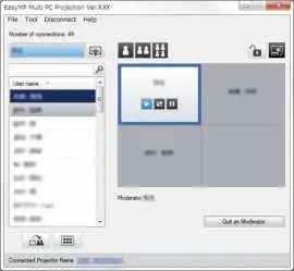 Projection control screen