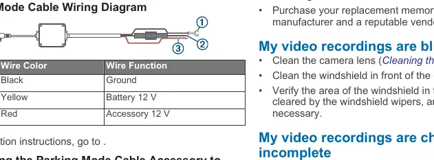 Parking mode cable wiring