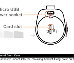 Diagram showing the Micro USB power socket, card slot, and reset button location.