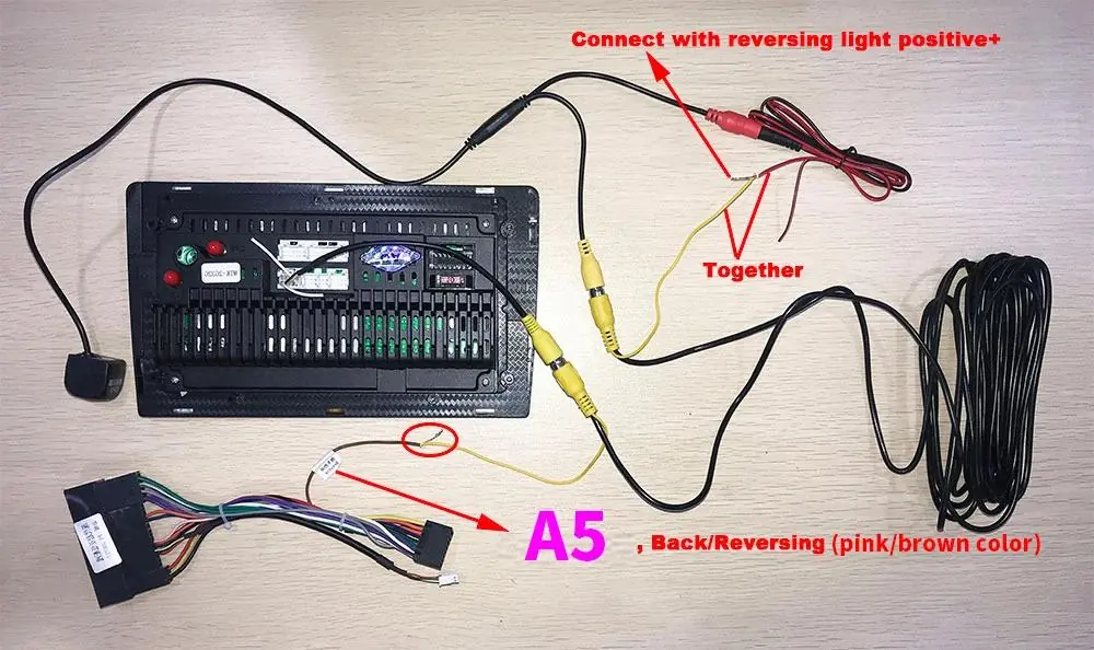 AHD rear camera connection diagram.