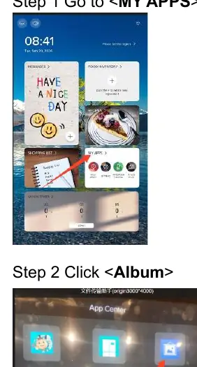 Accessing the Album application via MY APPS