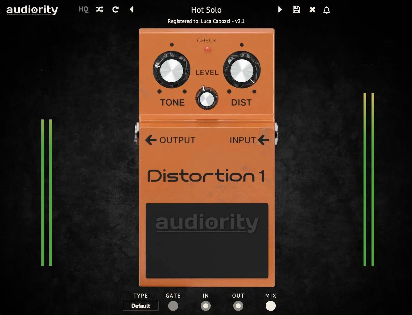 Audiority Distortion 1 mkII interface