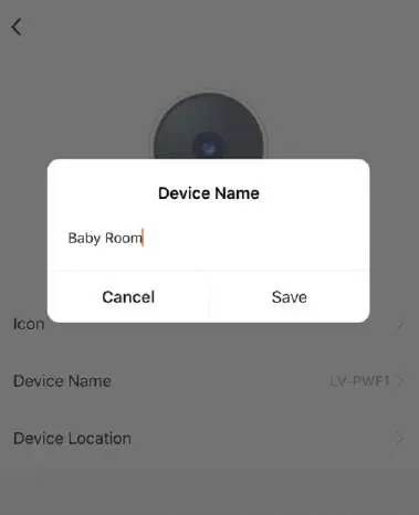 Device naming screen in the LaView app.