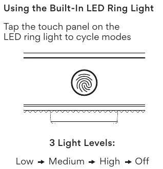 Operating the LED ring light touch panel