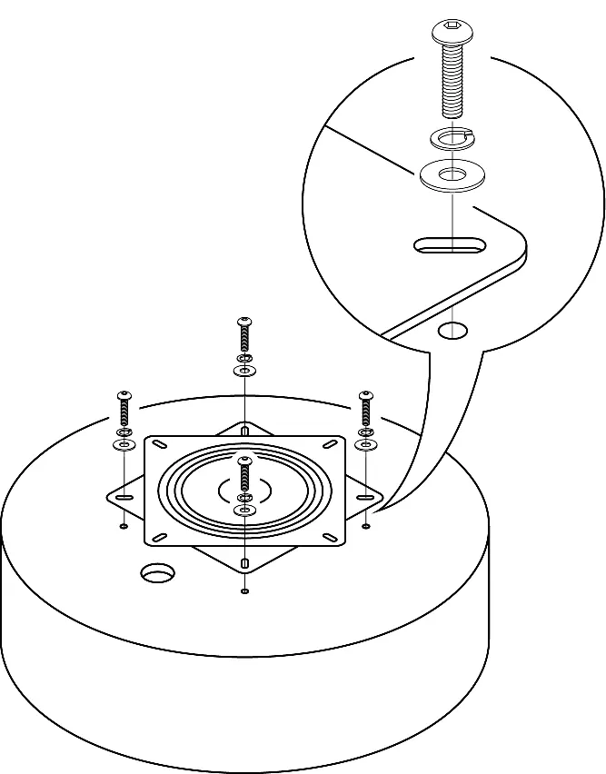 Assembling the swivel plate onto the base.