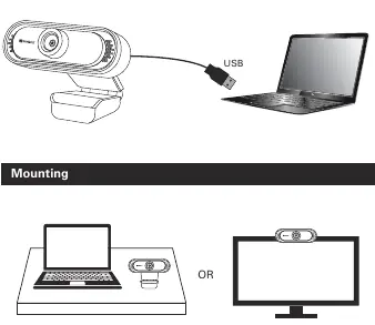 Mounting options on desk or monitor