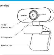 Overview of the webcam components and foldable design.