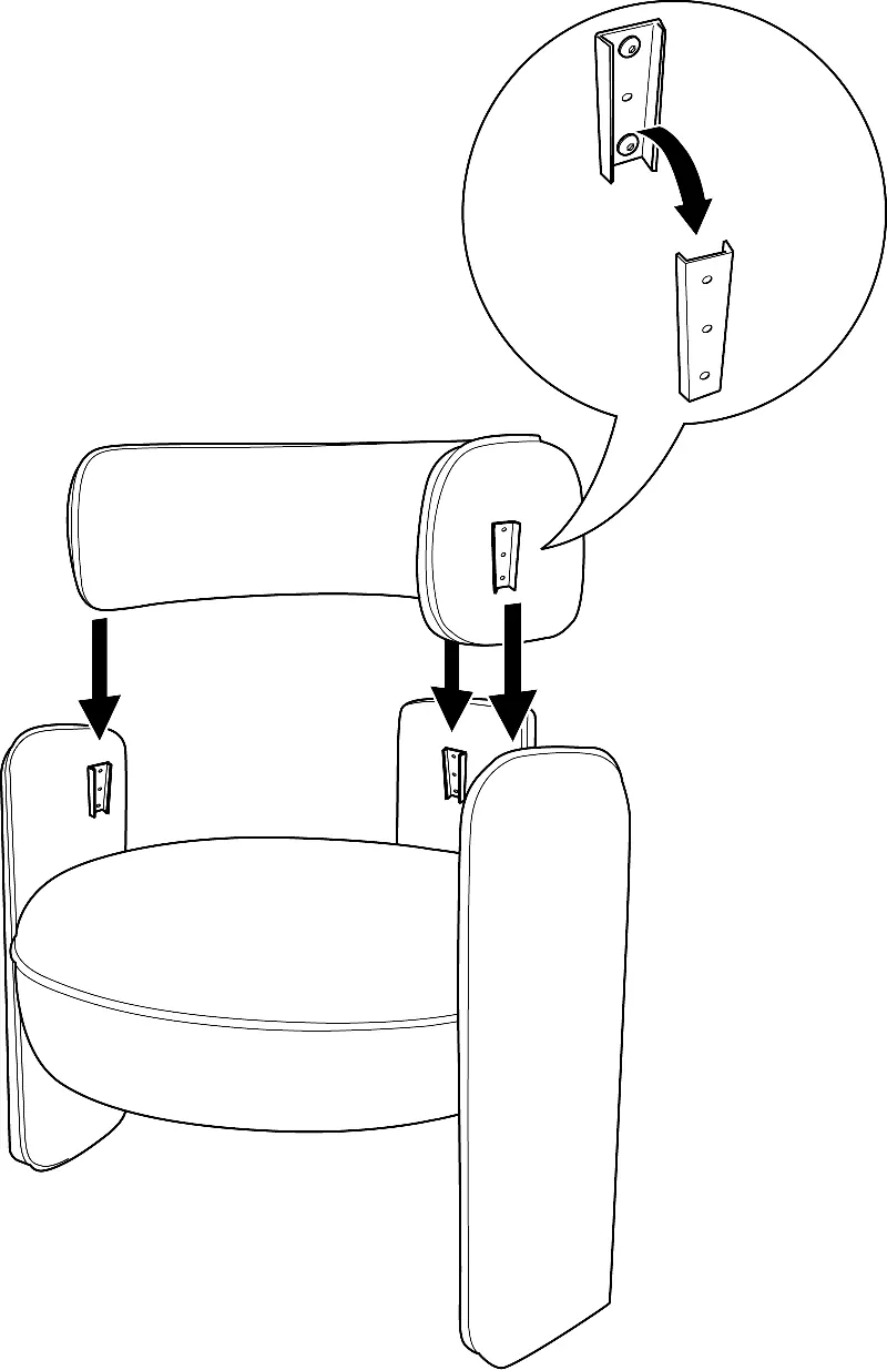 Attaching the backrest to the legs