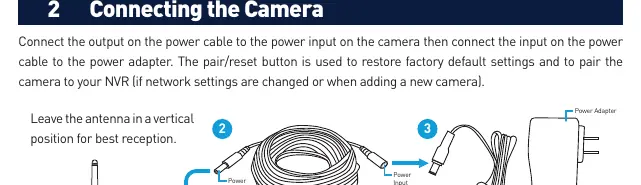 Connecting the camera to the power adapter