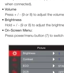 On-Screen Menu interface