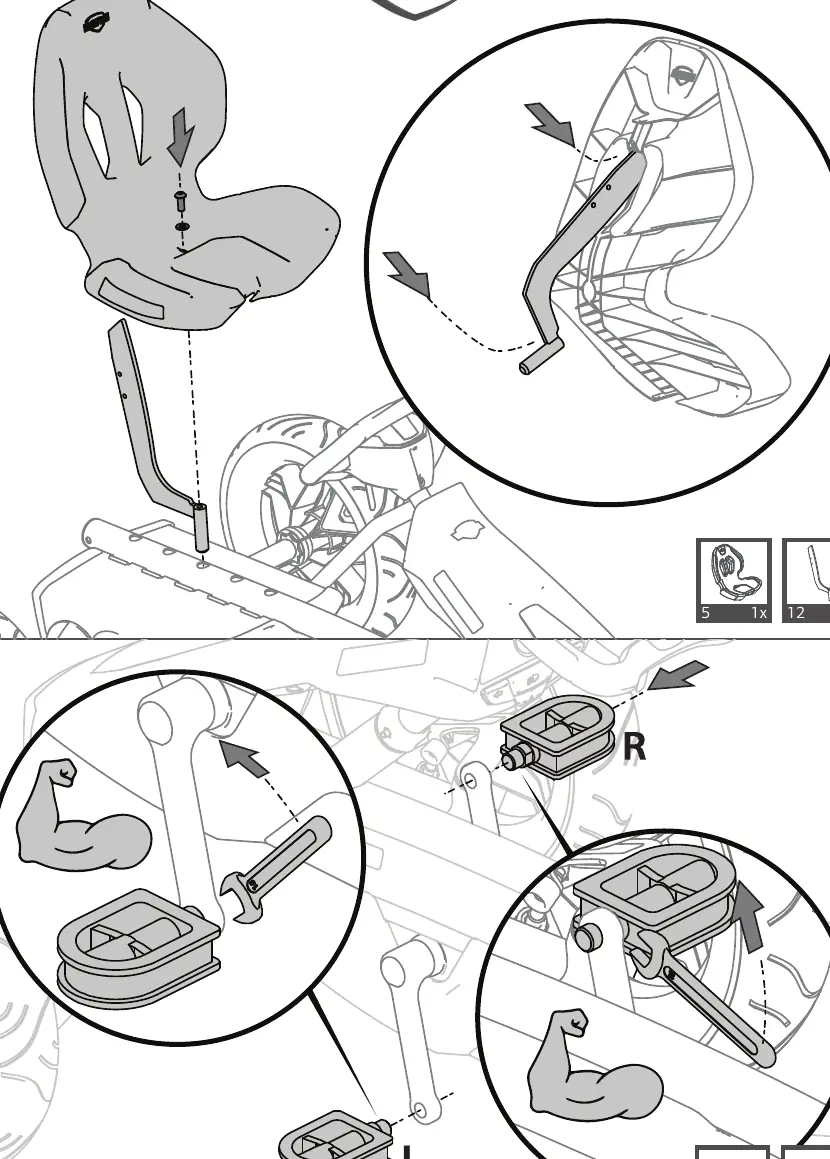 Seat and pedal assembly