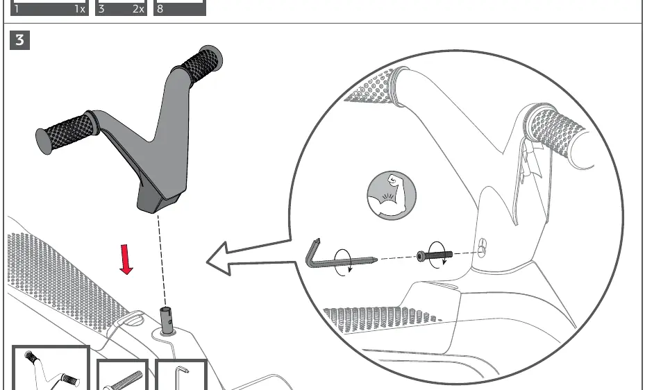 Assembly step 3: Handlebar installation