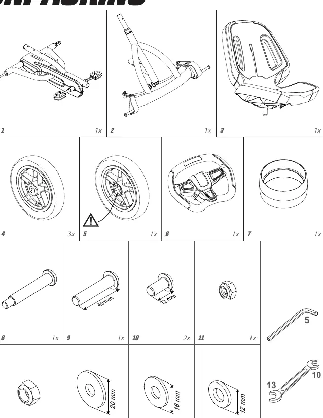 Unpacking parts list