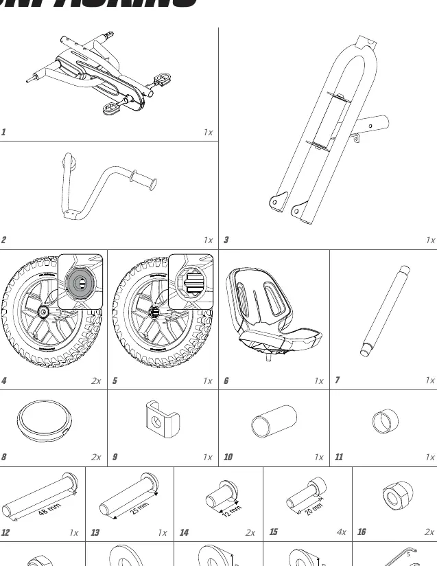 Parts list for assembly