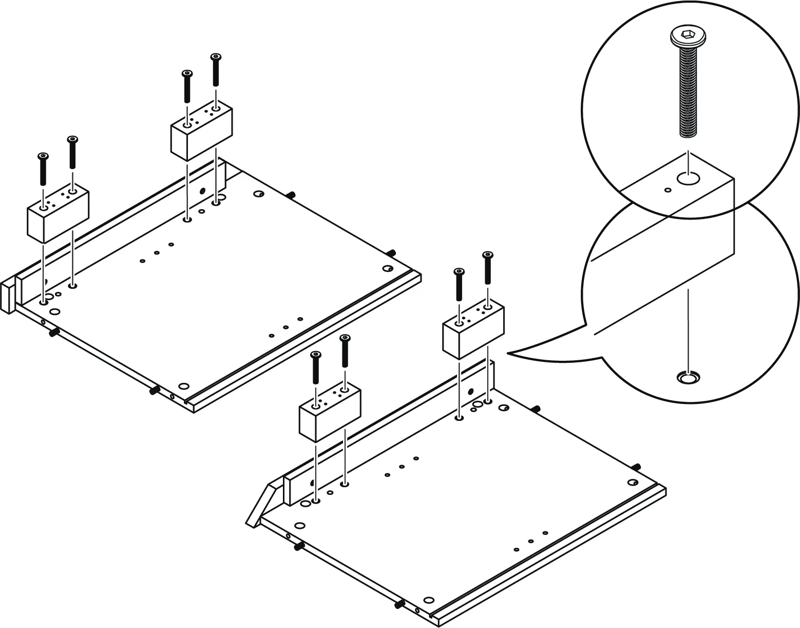 Attaching door hinge spacer blocks