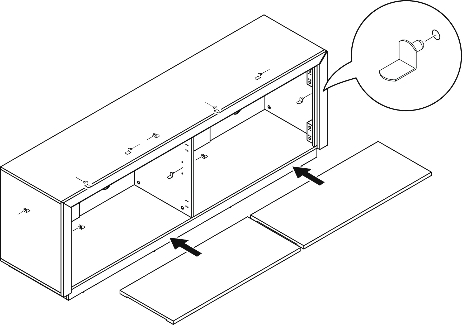 Inserting shelf pegs