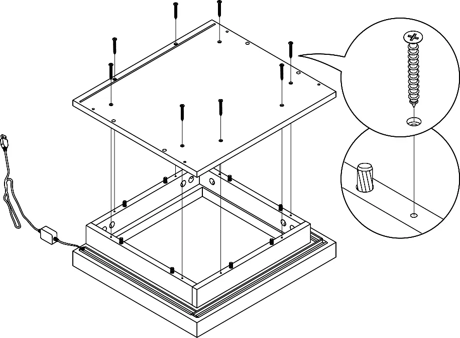 Assembly step 8: Attaching center panel