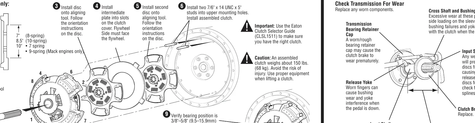 Installation steps for 15.5-inch clutch to flywheel.